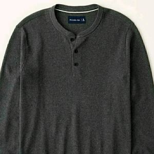 Dark grey Long sleeves waffle henley